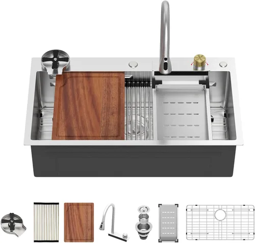 Miniatura 45 de Fregadero de cocina para exteriores, 21 x 20 pulgadas, fregadero de barra para exteriores, fregaderos de cocina de acero inoxidable de montaje