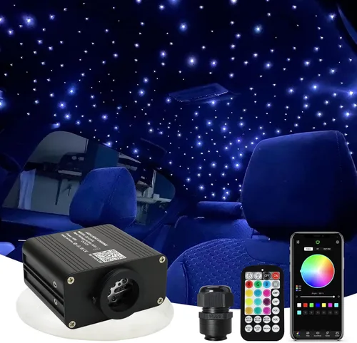 Miniatura 14 de AMKI Actualizado 16W RGBW Luz de Fibra Óptica Parpadeante + Activada por Sonido 300pcs 0.03in 9.8ft Cables APP Control de Música Remoto Luz de Techo