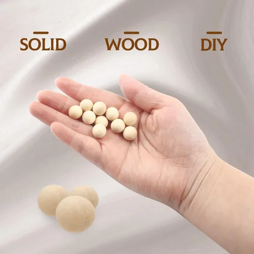 Miniatura 4 de Uenhoy 100 bolas redondas de madera de 1/2 pulgada (0.472 in), bolas de madera natural sin terminar, esferas de madera para manualidades y proyectos