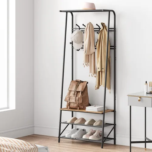 Miniatura 6 de Amyove Perchero para zapatos con 10 ganchos, banco de entrada con almacenamiento, organizador multifuncional para pasillo, muebles decorativos
