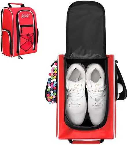 Miniatura 8 de Wolt Bolsa para zapatos de golf - Bolsas de transporte para zapatos deportivos y de viaje con ventilación y doble bolsillo exterior para accesorios