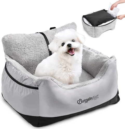 Miniatura 14 de BurgeonNest Asiento de coche para perros pequeños, totalmente desmontable y lavable, asientos para gatos menores de 25 libras, asientos suaves