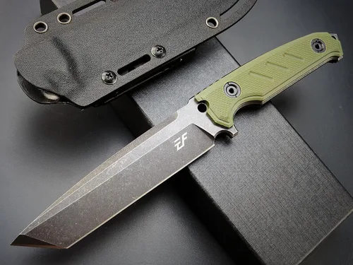 Miniatura 2 de Eafengrow EF129 Cuchillo de hoja fija, hoja tanto de acero DC53, mango G10, cuchillos fijos de espiga completa, cuchillo recto para campamento