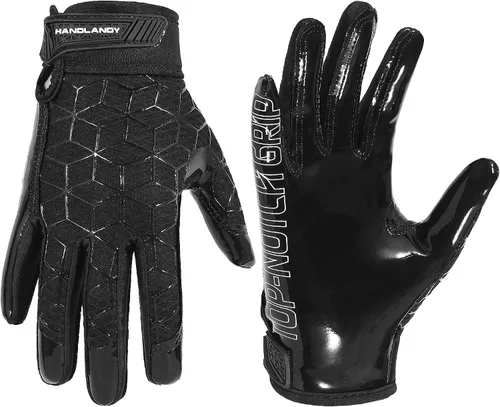 Miniatura 16 de HANDLANDY Guantes de fútbol americano juvenil para niños y niñas, guantes de receptor abierto pegajosos para niños, guantes de fútbol americano