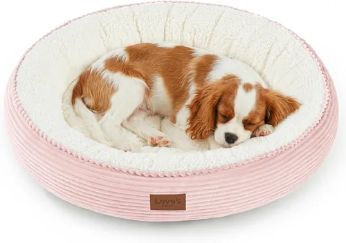 Miniatura 49 de Love's cabin Cama redonda acolchada para gatos y perros, cama para mascotas de 20 pulgadas para gatos o perros pequeños, parte inferior Violeta