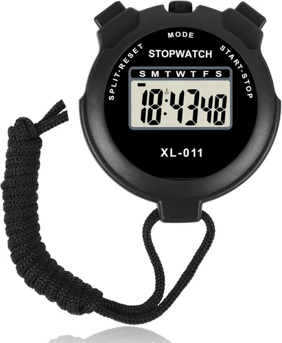 Vicloon Temporizador deportivo digital, cronómetro de viaje simple con pantalla grande, temporizador dividido de una sola vuelta, fecha de alarma de