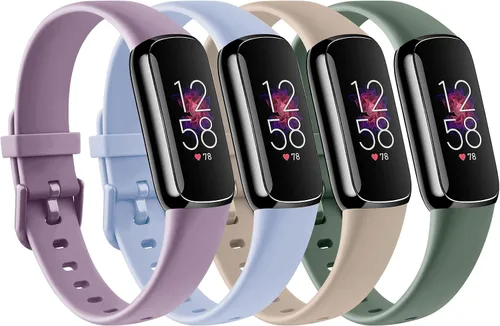 Miniatura 8 de Paquete de 4 correas deportivas compatibles con Fitbit Luxe para mujeres y hombres, correas deportivas de repuesto de silicona suave para Fitbit