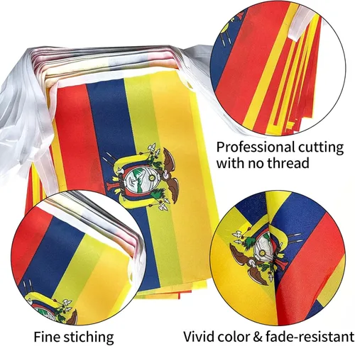Miniatura 3 de Bandera de Ecuador Bandera Ecuatoriana, Pequeña Cadena de Banderas de Ecuador Mini Banderas Ecuatorianas Pancarta, Utilizada para Fiestas, Escuela