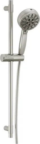 Cabezal de ducha de mano Delta ProClean de níquel cepillado con barra deslizante, ducha de mano con rociador de alta presión, sistema de ducha con