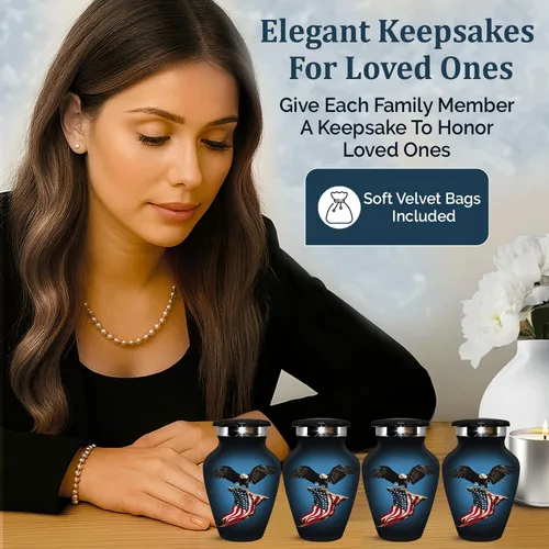 Miniatura 6 de American Eagle Urnas de cremación para cenizas humanas para adultos, juego de urnas hechas a mano para adultos, urnas para hombres y mujeres, juego