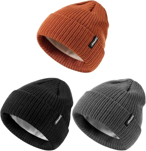 ZUPPAD Baby Beanie Hat 3 Packs Toddler Girls Boys, Baby Hats Winter Warm Knitted Thermal with Fleece Lining, Kids Winter Hat