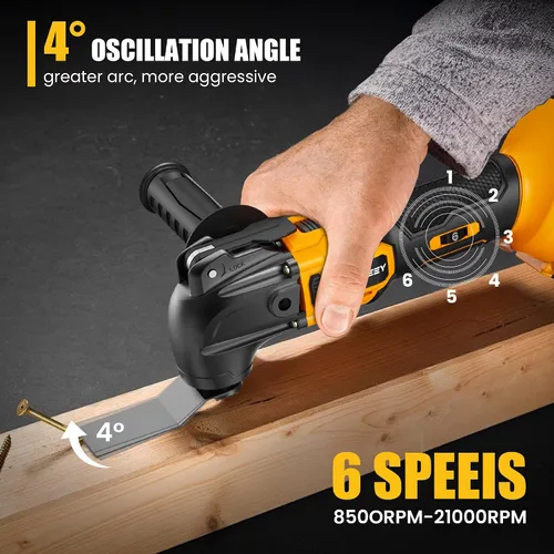 Miniatura 4 de Kit de múltiples herramientas oscilantes compatible con batería DEWALT de 20 V, herramientas oscilantes inalámbricas con motor sin escobillas, 6