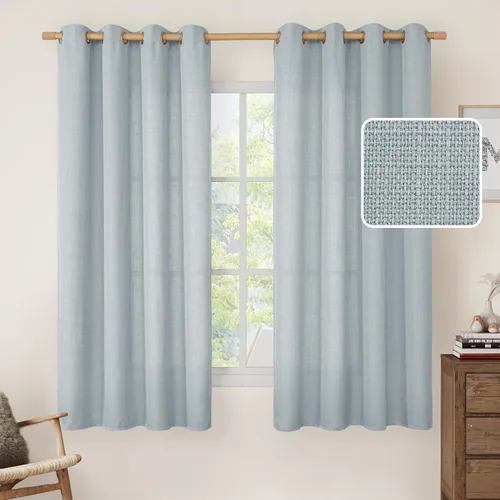 Miniatura 205 de LAMIT Cortinas de lino sintético para dormitorio, paneles filtrantes de luz, cortinas de lino con protección de privacidad con ojales para ventanas