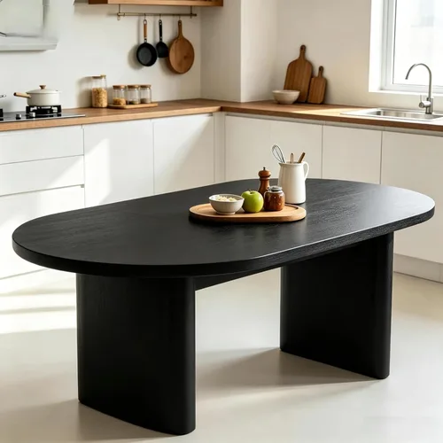 IDEALHOUSE 70.8" Oval Dining Table for 4-8, Wood Kitchen Table with Double Pedestal Base, Spacious Dining Room Table for Kitchen, Living Room,