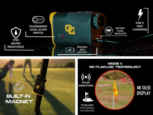 Miniatura 8 de OMADA GOLF Telémetro Atlas con pendiente Buscador de golf recargable Imán integrado y telémetro de golf resistente al agua