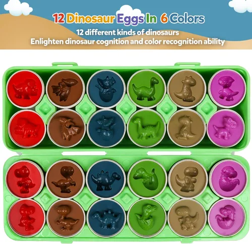 Miniatura 3 de Juguete de huevo de Pascua para niños pequeños – 12 piezas de huevos a juego de dinosaurios, regalo educativo para niños de 1 a 3 años