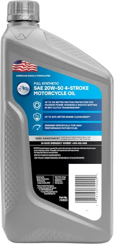 Miniatura 2 de Valvoline Aceite de motor sintético completo para motocicleta de 4 tiempos 20W-50, 1 cuarto de galón