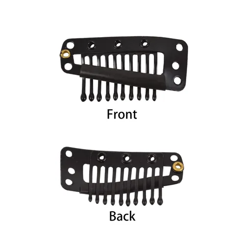 Miniatura 4 de 50 pinzas para extensiones de cabello de 1.417 in, 10 dientes para extensiones de cabello y extensiones de cabello (negro)