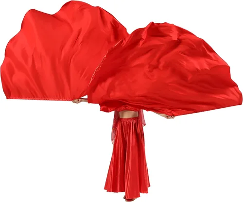 Miniatura 5 de Wuchieal Banderas de Adoración Semicírculo Grandes y Suaves de 74" x 55", Bandera de Elogio Semicírculo de Satén con Varillas Escalables 1 par (Rojo)