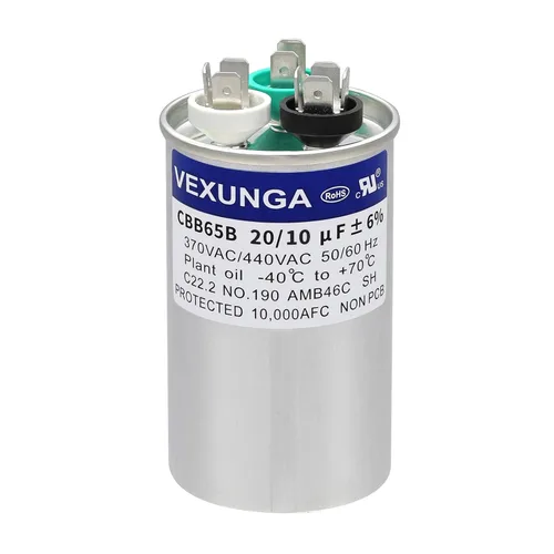 Miniatura 69 de VEXUNGA - 25/5 uF 25+5 MFD 370V o 440V Condensadores redondos de arranque dual 25 5 uF 370 440 Volt VAC CBB65 Condensadores para acondicionador