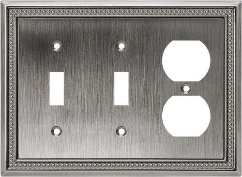 Miniatura 35 de Henne Bery Sunken Pearls - Placa de pared decorativa resistente para interruptor, cubierta para tomacorrientes (doble dúplex, níquel satinado)