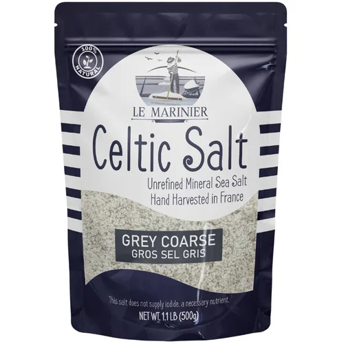 Miniatura 9 de Le Marinier Sal celta orgánica fina molida, 8 onzas, rica en minerales, 100% natural y sin refinar. Salero rellenable. Sal marina francesa