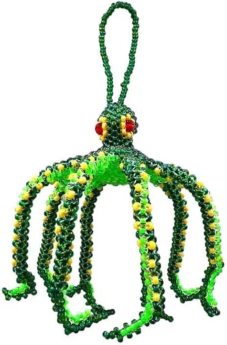 Figura colgante de pulpo con cuentas de animales marinos, adorno de semillas de vidrio checo con cuentas colgantes, decoración hecha a mano, Verde