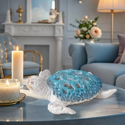 Miniatura 8 de VVGIFTS Decoración del Océano Tortuga Marina Arrecife de Coral Escultura para Hogar Oficina Decoración de Playa Costal para Mesa Estanteria