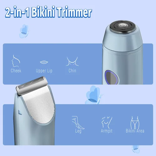 Miniatura 2 de 2-in-1 Bikini Trimmer for Women, Bikini Shaver with Dual Heads, Body and Facial Hair Removal, Cordless Rechargeable Electric Razors for Face Chin