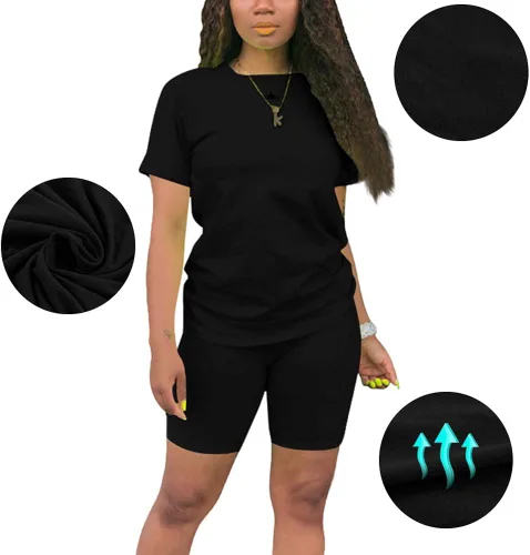 Miniatura 2 de KINIKO Conjunto de sudadera de manga corta y pantalones de 2 piezas para mujer, estilo casual, a la moda