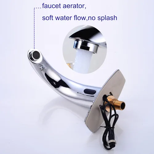 Miniatura 4 de Grifo automático para lavabo de baño sin contacto, grifo con sensor activado por movimiento, grifo comercial manos libres con cubierta de orificio