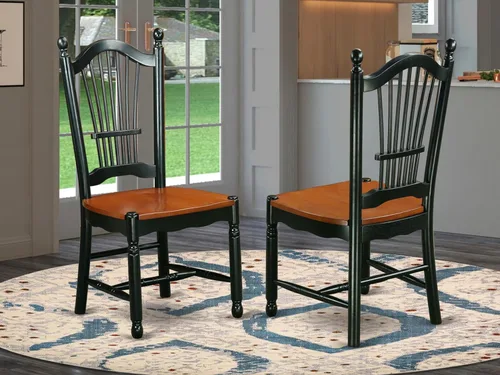 Miniatura 2 de East West Furniture DOC-BCH-W Dover - Sillas de comedor con respaldo de listones, sillas de cocina de madera, juego de 2, color negro y cereza