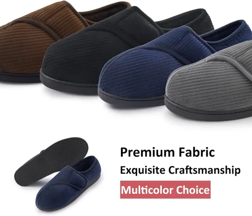 Miniatura 6 de Git-up Zapatillas diabéticas para hombres, artritis, edema con cierre ajustable, puntera hinchada, pantuflas de espuma viscoelástica, cómodas