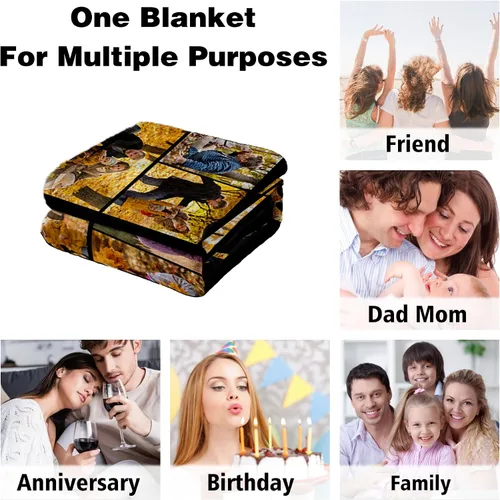 Miniatura 5 de Manta personalizada con fotos, texto, Manta Personalizada con imagen para adultos, niños, papá, mamá, abuelo, abuela, para cumpleaños, Navidad, San