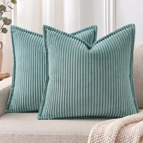 Mecatny Juego de 2 fundas de almohada de pana de 16 x 16 pulgadas, fundas decorativas neutrales suaves de estilo bohemio para sofá y sala de estar,