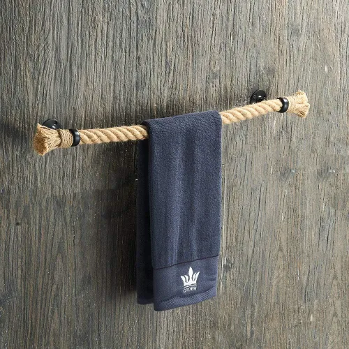 YJ YANJUN Toallero náutico negro accesorios náuticos para baño, decoración de baño náutico, toalleros de cuerda para baño montado en la pared