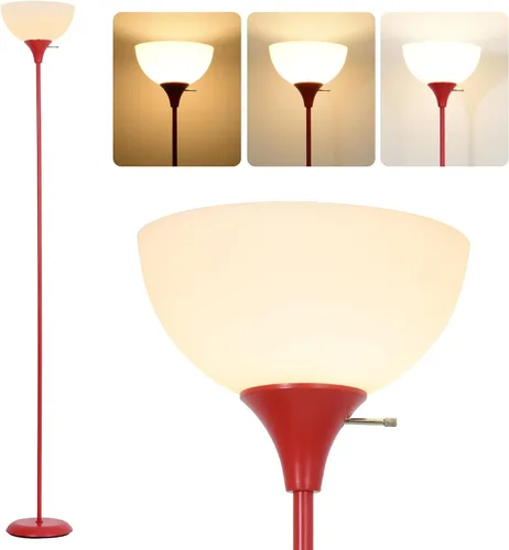 Miniatura 8 de RISLG Lámpara de pie, lámpara de pie para dormitorio, pantalla blanca resistente a caídas, interruptor giratorio, lámpara de pie industrial de metal