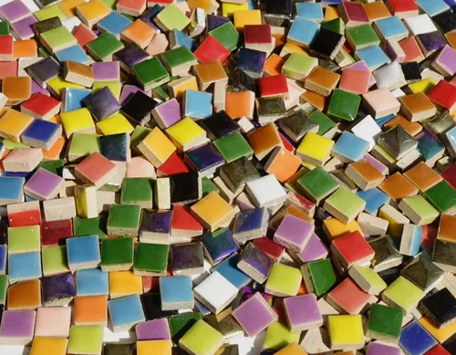 Miniatura 7 de Lanyani 784 Piezas de Azulejos de Mosaico de Cerámica Cuadrados Pequeños Coloridos para Manualidades, Láminas de Piezas de Porcelana Esmaltadas