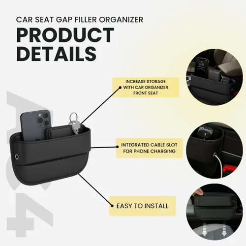 Miniatura 5 de Organizador Universal para Espacio entre Asientos de AC4®️ Almacenamiento de Lujo en Cuero PU para Coche, SUV y Camiones Organizador de Bolsillo