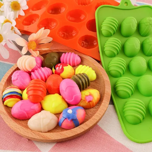 Miniatura 2 de Molde de silicona para huevos de Pascua para chocolate, 5 paquetes de molde en forma de huevo para hornear para fiesta de Pascua, bombas