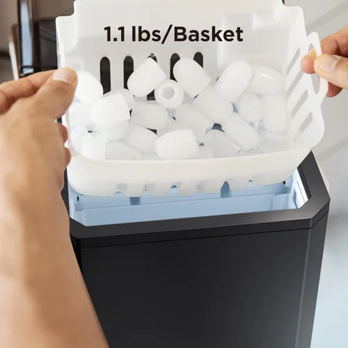Miniatura 6 de Máquina de hielo para encimera, 9 cubos listos en 6 minutos, 26 libras en 24 horas, máquina de hielo autolimpiante con cuchara de hielo y cesta, 2