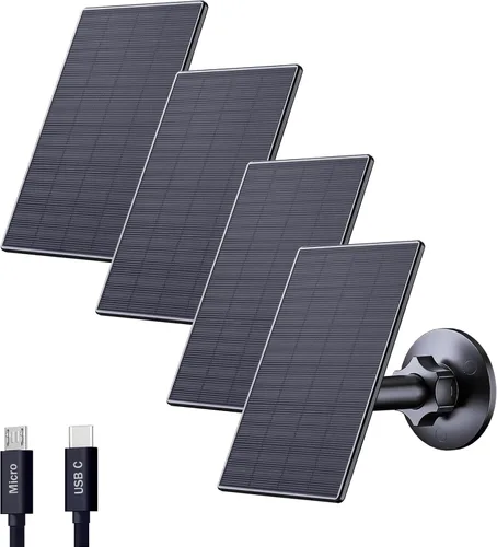 Miniatura 8 de Zivif Panel solar de 2 W para cámaras de seguridad, cargador solar con puerto micro USB y USB-C para cámara de seguridad de batería recargable