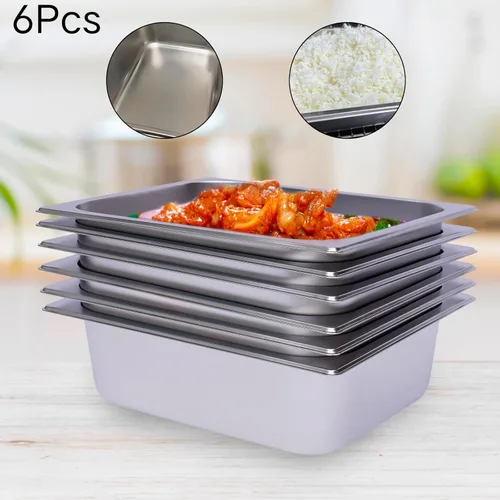 Miniatura 7 de 6 piezas de bandeja de vapor de hotel tamaño medio 4 pulgadas de profundidad, bandeja de vapor y bandeja de acero inoxidable para hoteles
