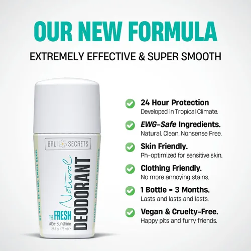 Miniatura 2 de Bali Secrets La nueva fórmula desodorante natural para mujeres y hombres. Sin tonterías. Fórmula limpia para pieles sensibles. Protección contra