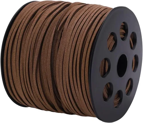 Miniatura 9 de Cordón plano de gamuza de 0.104 in x 100 yardas, cuerda de cuero con carrete en rollo, cordón de piel sintética para hacer joyas, collares, Azul
