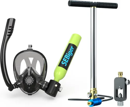 Miniatura 12 de Máscara de snorkel Mini tanque de buceo 0.5L hasta 6 minutos de respiración submarina dentro de 30 pies de profundidad de buceo pequeño tanque