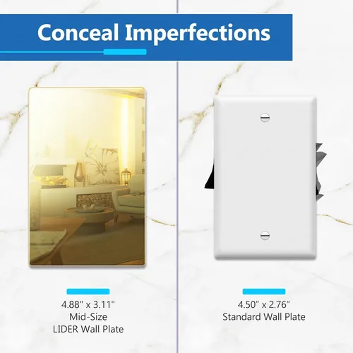 Miniatura 2 de LIDER Placa de pared en blanco, resistente a la temperatura y a los impactos, reflectante, cubierta sin tornillos, decoración moderna