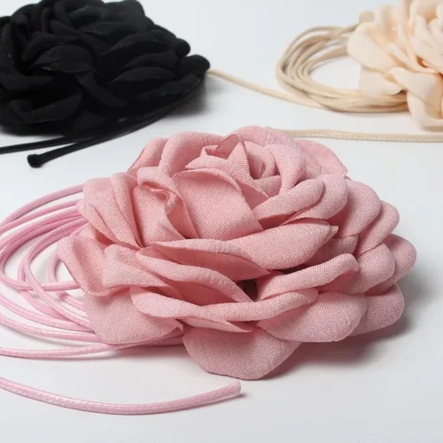 Miniatura 5 de Gargantilla de flores para mujer, gargantillas de rosas grandes, gargantilla floral para fiestas, novias, bodas, fiestas, collares de verano