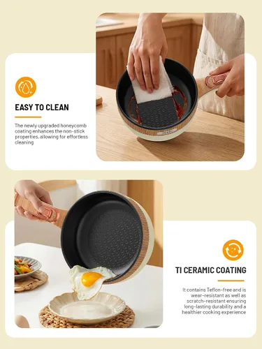 Miniatura 7 de Olla eléctrica, olla eléctrica portátil de 1.5 L, sartén multifuncional para sopa de filete de ramen con potencia ajustable para dormitorio, hogar