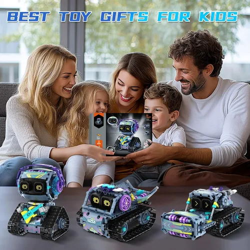 Miniatura 7 de Kit de construcción de robot STEM, 3 en 1 juguetes robóticos controlados por control remoto y aplicación, set de bloques de construcción de robots